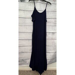 Thanth Navy Cold-Shoulder Maxi Dress With Spaghetti Straps, Size L